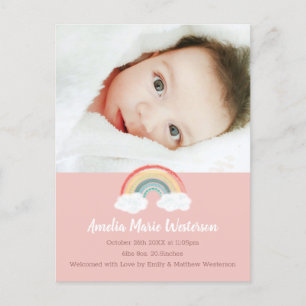 Boho Rainbow Baby Dusche Pink Postkarte
