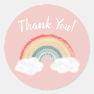 Boho Rainbow Baby Dusche Pink Runder Aufkleber