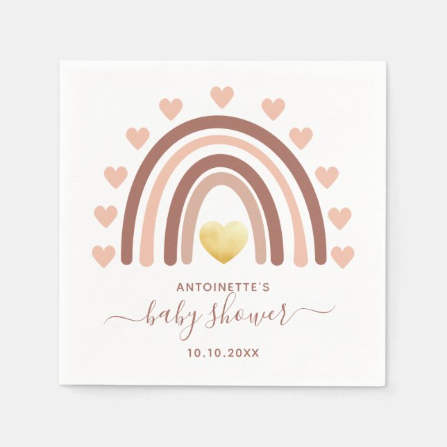 Boho Rainbow Baby Dusche Rosa Serviette (Vorderseite)