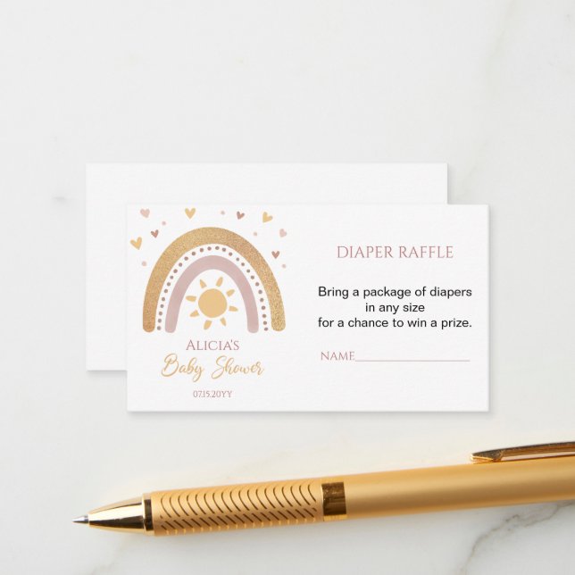 Boho Rainbow Baby Duschmaschine Windeln Raffle Tic Begleitkarte (Vorderseite/Rückseite Beispiel)