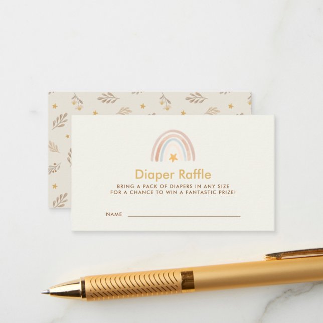 Boho Rainbow Baby Duwer Windel Raffle Begleitkarte (Vorderseite/Rückseite Beispiel)