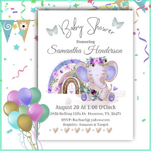 Boho Rainbow Baby Elephant Baby Shower Einladung