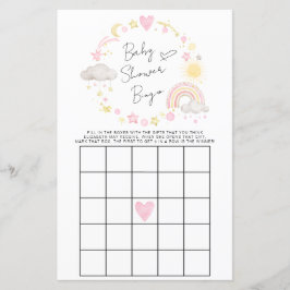 Boho Rainbow Baby Girl Shower Bingo Game
