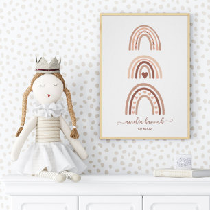 Boho Rainbow Baby Name Birthday Poster