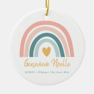 Boho Rainbow Baby Personalisierte Geburtsstaten Keramik Ornament