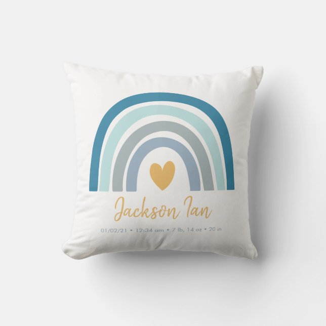 Boho Rainbow Baby Personalisierte Geburtsstunde Th Kissen (Vorderseite)