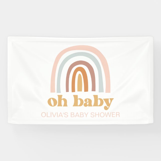 Boho Rainbow Baby Showbanner Banner (Horizontal)
