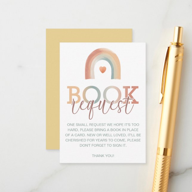 Boho Rainbow Baby Showbook Request Card - Water Begleitkarte (Vorderseite/Rückseite Beispiel)