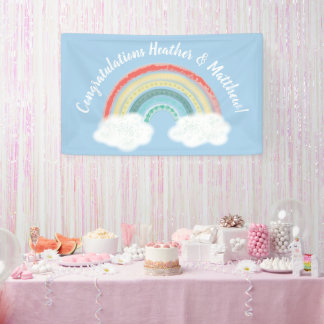 Boho Rainbow Baby Shower Blue Boy Banner