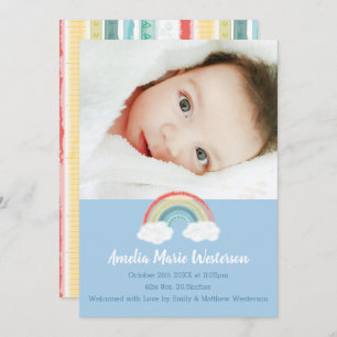 Boho Rainbow Baby Shower Blue Boy Einladung