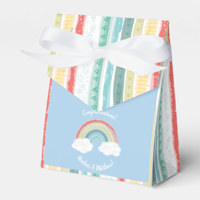 Boho Rainbow Baby Shower Blue Boy Geschenkschachtel (Vorderseite)