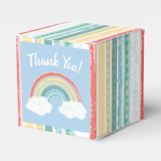 Boho Rainbow Baby Shower Blue Boy Geschenkschachtel (Vorderseite)