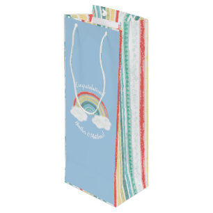 Boho Rainbow Baby Shower Blue Boy Geschenktüte Für Weinflaschen