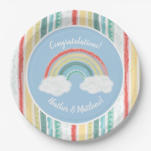 Boho Rainbow Baby Shower Blue Boy Pappteller