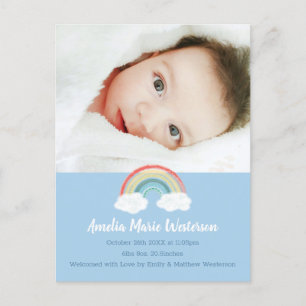 Boho Rainbow Baby Shower Blue Boy Postkarte