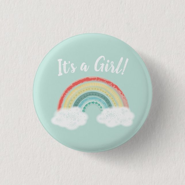 Boho Rainbow Baby Shower Button (Vorderseite)