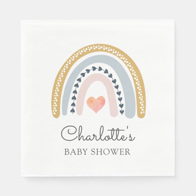 Boho Rainbow Baby Shower Classic Paper Serviette (Vorderseite)