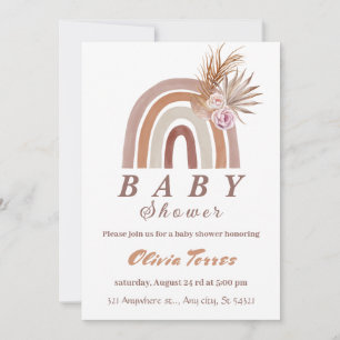 Boho Rainbow Baby Shower Earthy Tones, Blumenchic Einladung