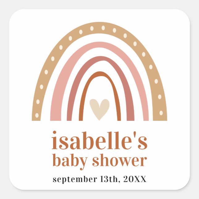 Boho Rainbow Baby Shower Fevor Sticker (Vorderseite)