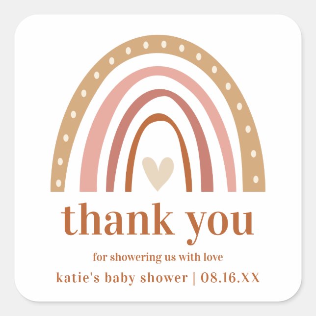 Boho Rainbow Baby Shower Fevor Sticker (Vorderseite)