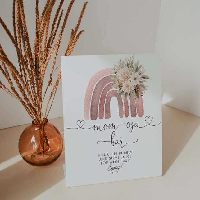 Boho Rainbow Baby Shower Mama-osa Bar Sockelschild (Von Creator hochgeladen)