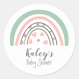 Boho Rainbow Baby Shower Runder Aufkleber