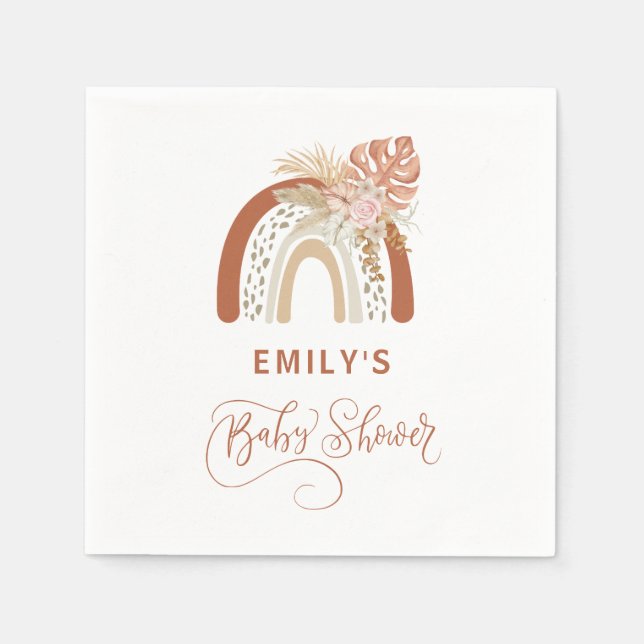 Boho Rainbow Baby Shower Serviette (Vorderseite)