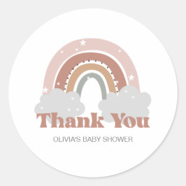 Boho Rainbow Baby Shower Vielen Dank Runder Aufkleber