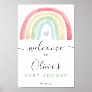 Boho Rainbow Baby Shower Welcome Sign Poster