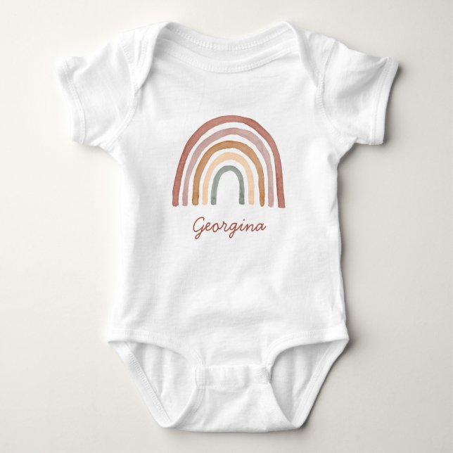 Boho Rainbow Baby Strampler (Vorderseite)