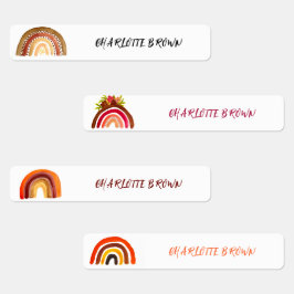 Boho Rainbow Back to School Watercolor Waterproof  Etiketten