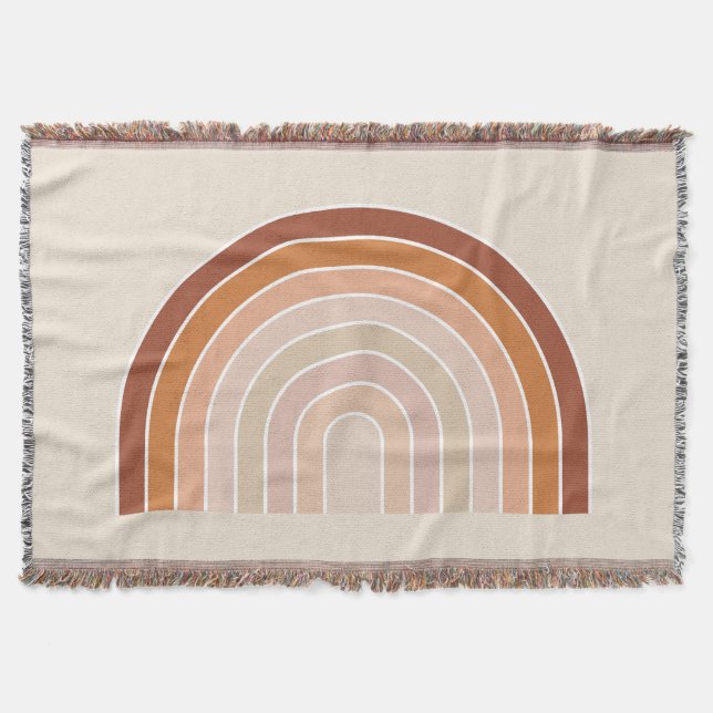 Boho Rainbow Beige Terracotta Decke (Vorderseite)