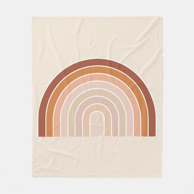 Boho Rainbow Beige Terracotta Fleecedecke (Vorderseite)