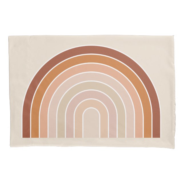 Boho Rainbow Beige Terracotta Kissenbezug (Vorderseite)