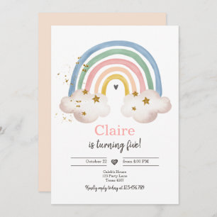 Boho Rainbow Birthday Invitation Girl Rustic Einladung