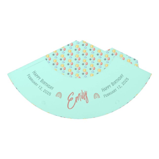 Boho Rainbow Birthday Magic Mint Green Partyhütchen (Vorderseite)