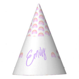 Boho Rainbow Birthday Magic White and Pink Partyhütchen