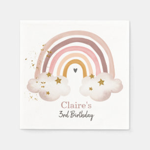 Boho Rainbow Birthday Napkins Rainbow Party Pastel Serviette