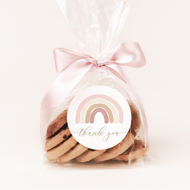 Boho Rainbow Birthday Party Runder Aufkleber (Von Creator hochgeladen)