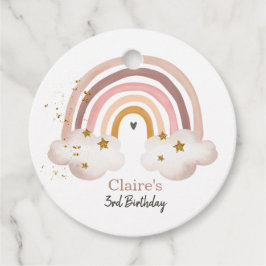 Boho Rainbow Birthday Tag Pastel Neutral Modern Geschenkanhänger