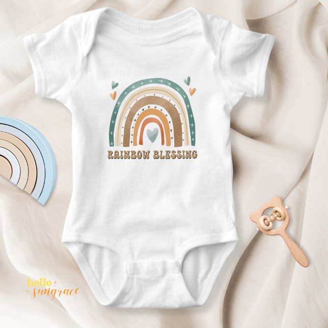 Boho Rainbow Blessing Baby Bodysuit Strampler (Bohemian Rainbow Baby Bodysuit)