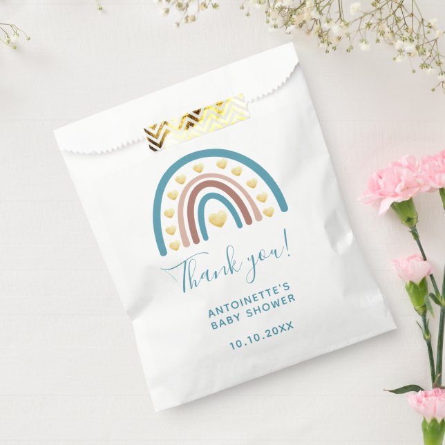 Boho Rainbow Blue Baby Dusche Vielen Dank Geschenktütchen (Versiegelt)