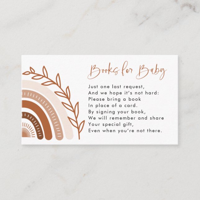 Boho Rainbow Book Request Card, Books for Baby Begleitkarte (Vorderseite)