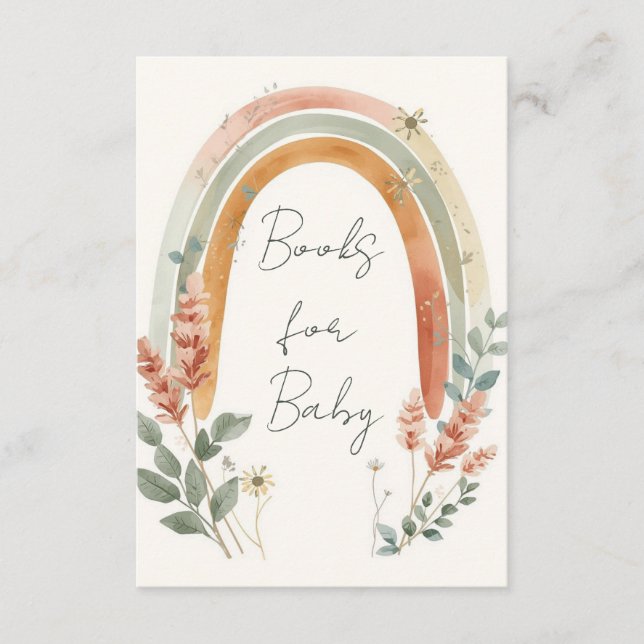 Boho Rainbow Books for Baby Card – Pampas Grass Begleitkarte (Vorderseite)