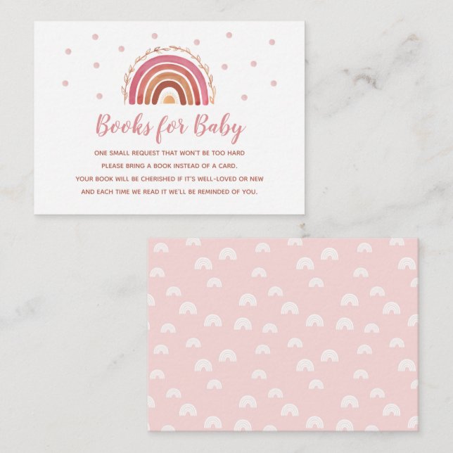 Boho Rainbow Books für Babykarten Begleitkarte (Vorne/Hinten)