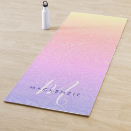 Boho Rainbow Botanische Monogramm Name Yogamatte