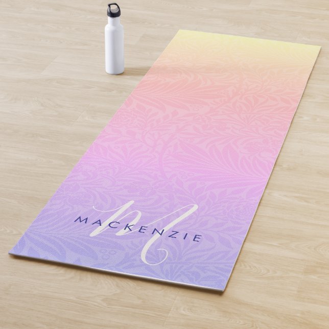 Boho Rainbow Botanische Monogramm Name Yogamatte (Beispiel)