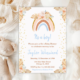 Boho Rainbow Boy Baby Shower Einladung