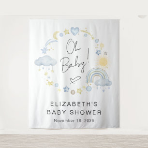 Boho Rainbow Boy Babydusche Begrüßung Hintergrund Wandteppich
