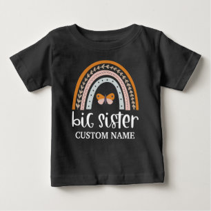 Boho Rainbow & Butterfly Personalisiert Big Sister Baby T-shirt